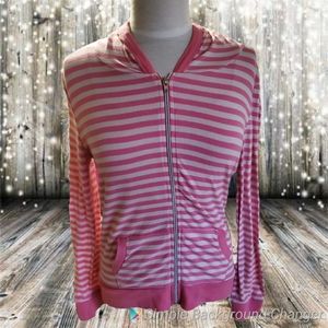 Large, pink and beige long sleeve shirt